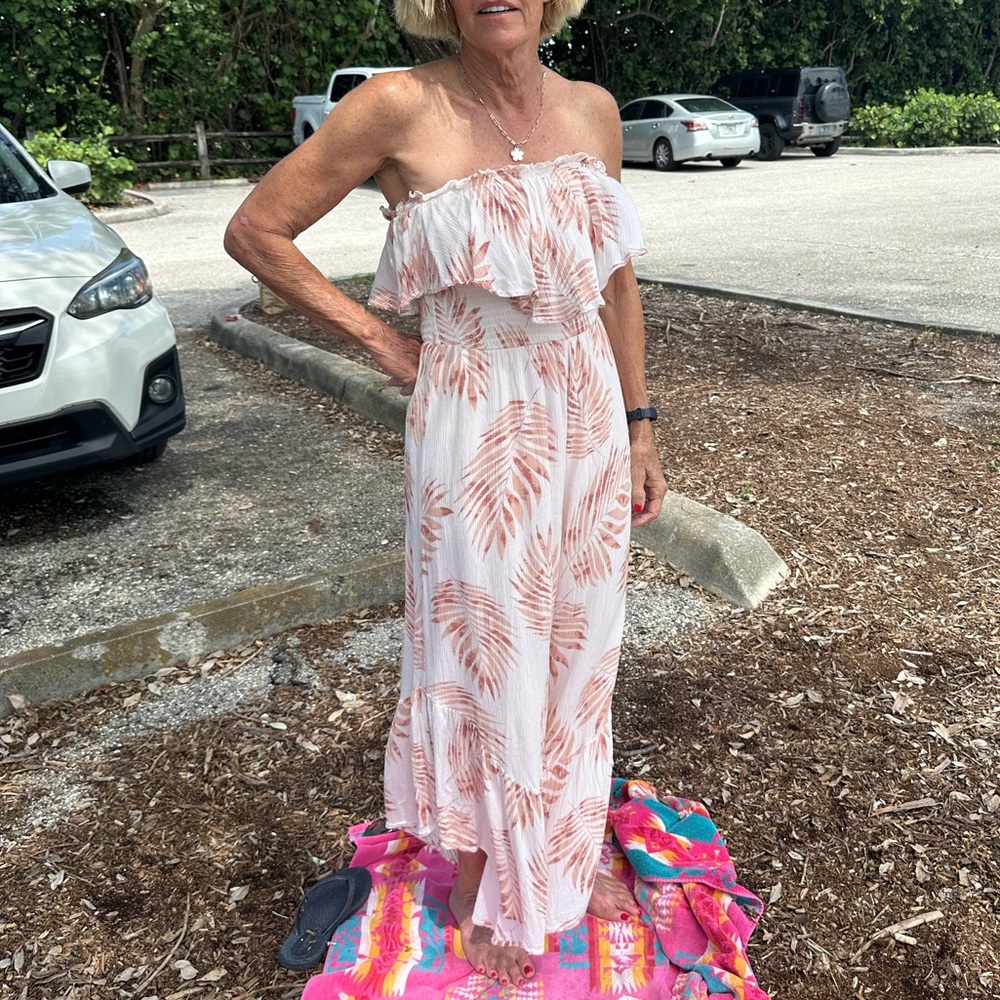 Strapless White and Brown jumpsuit